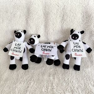 Chick-fil-A Mini Cows Plush Lot of 3 4” Eat Mor Chikin Collectible Toys